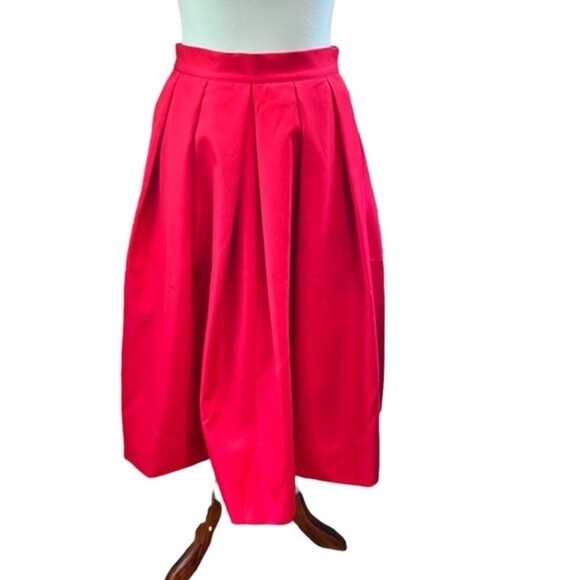 James Woo Red Full Midi Skirt with Box Pleats Size Medium 50s Pinup Mood - Picture 1 of 9